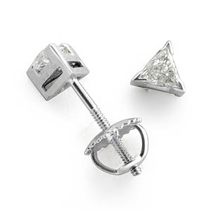 0.24 Ct Trillion Cut Diamond Stud Earrings 14k White Gold