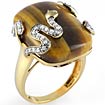 20.00 Ct Tiger Eye Snake Diamond Fashion Ring 14K Yellow Gold