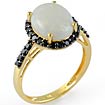 2 3/4 Ct Black Diamond Opal Ring 10K Yellow Gold