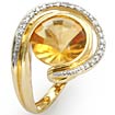 5.60 Ct Citrine Round Diamond Fashion Ring 14K Yellow Gold