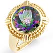 6.63 Ct Multi Colored Round Topaz Vintage Ring 14K Yellow Gold