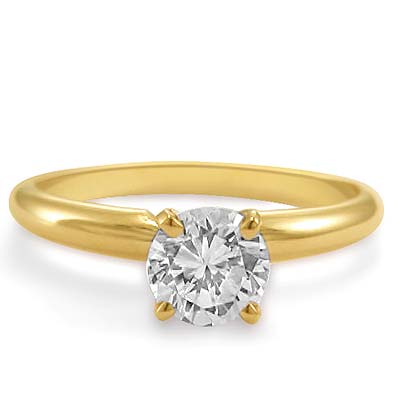 1.08 CT Round Solitaire Engagement Diamond Ring 14K Yellow Gold
