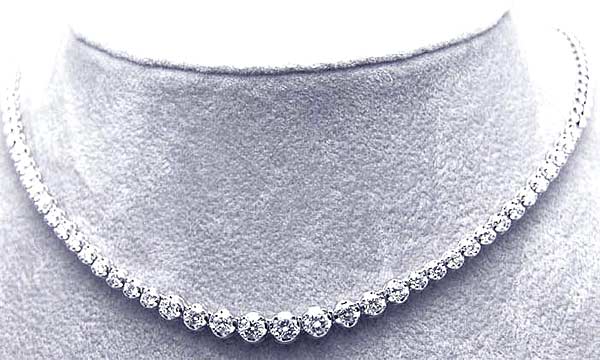1 1/2 CT Round Diamond Tennis Necklace 18k White Gold $4800