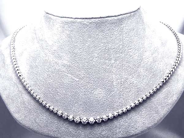 1 1/2 CT Round Diamond Tennis Necklace 18k White Gold $4800