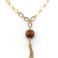 9.12gm 14K Yellow Gold Enamel Necklace
