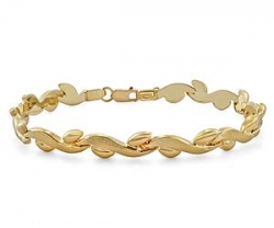 5.4g 14k Yellow Gold Mini Stampato Leaf Bracelet 7 inch
