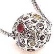 9.60 gm Italian Multi Color Gem Stone Pendant 14k W Gold