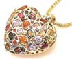 13.00 gm Italian Gem Stone Heart Pendant 14k White Gold