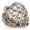 13.0gm Italian Gem Stone Heart Pendant 14k White Gold