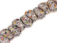 65.50gm Italian Gem Stone Bracelet 14k W Gold