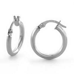 1.1gm 14k White Gold Italian Hoop Earring 2.00 mm