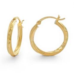 1.5gm 14k Yellow Gold Diamond Cut Hoop Earring 2.00 mm