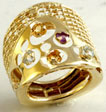 6.Gm 14K Yellow Gold Vintage Style Multi Color Stone Fashion Ring New