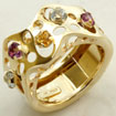 5 Gm 14K Yellow Gold Multi Color Stone Women Ring NEW ITEM