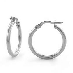 1.5gm 14k White Gold Italian Hoop Earring 2.00 mm