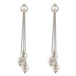 4gm 14k White Gold White Freshwater Pearl Dangle Earring