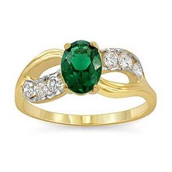 2.2gm 14k Yellow Gold Natural Green Color Stone Lady Ring