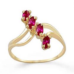 1.8gm 14k Yellow Gold Pink Color Stone Lady Ring
