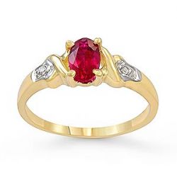 2gm 14k Yellow Gold Color Pink Stone Lady Ring