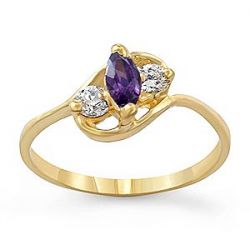1.8gm 14k Yellow Gold Purple Color Stone Lady Ring