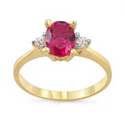 2.1gm 14k Yellow Gold Pink Color Stone Lady Ring