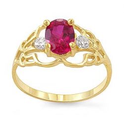 2gm 14k Yellow Gold Pink Color Stone Lady Ring