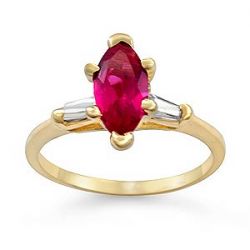 2gm 14k Yellow Pink Gold Color Stone Lady Ring