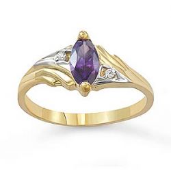 1.7gm 14k Yellow Gold Purple Color Stone Lady Ring