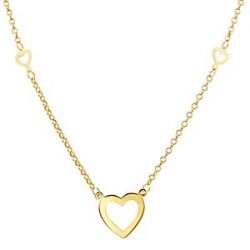 2.8gm 14k Yellow Gold Rolo Link Hearts Charm Necklace 16 inch
