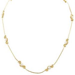 7.3gm 14k Yellow Gold White Freshwater Pearl Necklace