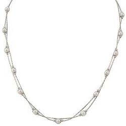 6.8gm 14k Solid White Gold White Freshwater Pearl Necklace