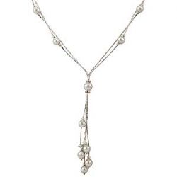 9.4gm 14k White Gold White Freshwater Pearl Necklace