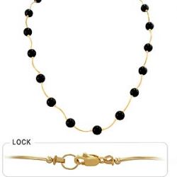 8gm 14k Yellow Gold Black Onyx Pearl Tubing Necklace 16 inch