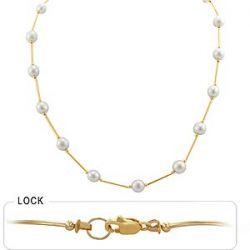 9gm 14k Yellow Gold Freshwater Pearl Tubing Necklace 16 inch