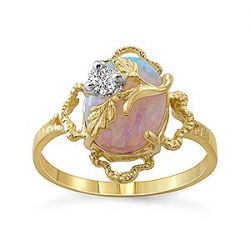 2.2gm 14k Yellow Gold Leaf Opal Ring