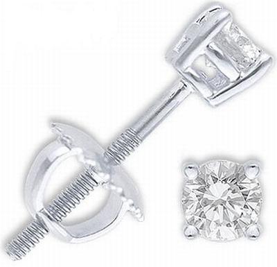 1.00 Ct Round Diamond Stud Earrings 14k White Gold