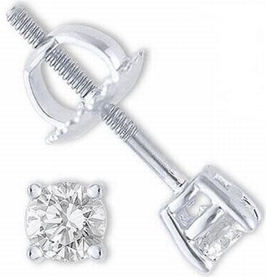 1.00 Ct Round Diamond Stud Earrings 14k White Gold