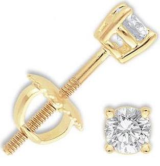 0.50 Ct Round Diamond Stud Earrings 14k Yellow Gold