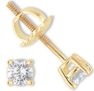 0.50 Ct Round Diamond Stud Earrings 14k Yellow Gold