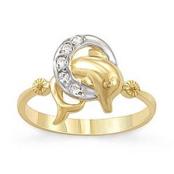 2.3gm 14k Yellow Gold Dolphin Korean Ring
