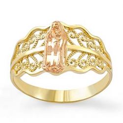 1.9gm 14k Two Tone Gold Virgen de Guadalupe Lady Ring