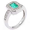 1 1/4 CT Round Diamond Emerald Anniversary Ring 14K White Gold