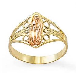 1.6gm 14k 2Tone Gold Virgen de Guadalupe Lady Ring