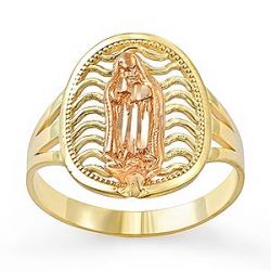 2.3g 14k 2Tone Gold Virgen de Guadalupe Lady Ring