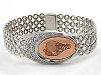0.60 CT Round Diamond Leopard Bangle Bracelet 14K 2Tone Gold