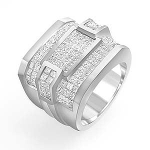 6 3/4 CT Mens Princess Diamond Ring W Gold $11,400.0