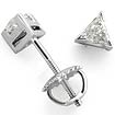 0.19 Ct Trillion Cut Diamond Stud Earrings 14k White Gold