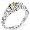 0.64 CT Round 3 Stone Vintage Diamond Engagement Ring 14K White Gold