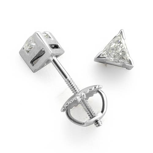 0.24 Ct Trillion Cut Diamond Stud Earrings 14k White Gold