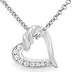 0.20 CT Heart Round Diamond Pendant 14k White Gold